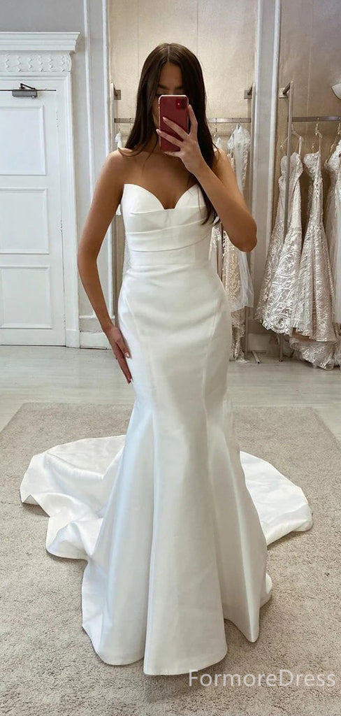 Elegant V-neck Strapless Mermaid Long Wedding Dress, WD204