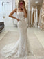 Elegant Square Lace Mermaid Long Wedding Dress, WD205