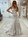 Sparkly Sequins Spaghetti Strap Mermaid Long Wedding Dress, WD208