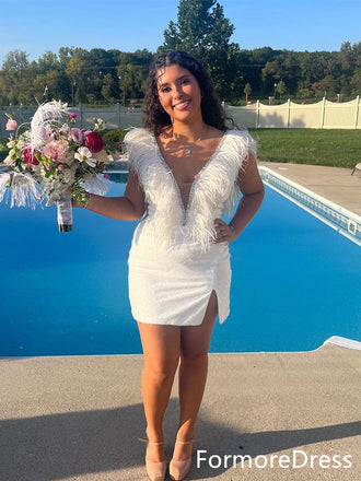 Sexy V-neck Split Side Short Mini Homecoming Dress,  HD29