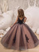 Elegant Black Lace Appliques A-line  Flower Girl Dress,  FGD31