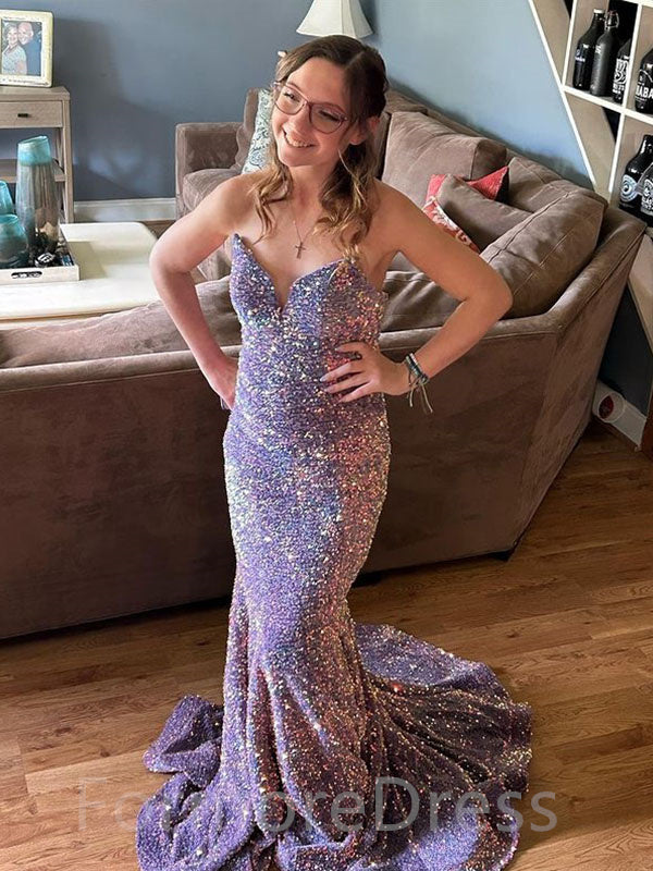 Elegant Sweatheart Strapless Mermaid Long Prom Dress,PD23