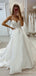 Elegant V-neck Spaghetti Strap A-line Long Wedding Dress, WD209