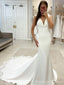 Elegant V-neck Lace Appliques Mermaid Long Wedding Dress, WD210