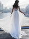 Elegant V-neck Off-Shoulder Split Side A-line Long Wedding Dress, WD213