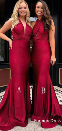 Mismatched Sexy Red Mermaid Long Bridesmaid Dress,  BD29