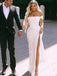 Elegant Off-Shoulder Strapless Split Side A-line Long Wedding Dress, WD219