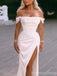 Elegant Off-Shoulder Strapless Split Side A-line Long Wedding Dress, WD219