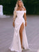 Elegant Off-Shoulder Strapless Split Side A-line Long Wedding Dress, WD219