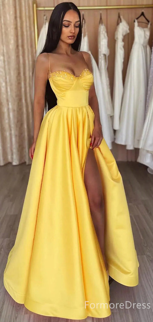 Elegant Sweatheart Spaghetti Strap Split Side A-line Long Prom Dress,Evening Dress,PD295