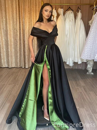 Elegant V-neck Off-Shoulder Split Side A-line Long Prom Dress,Evening Dress,PD296
