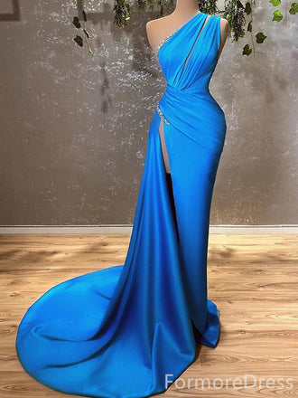 Elegant One Shoulder Split Side Mermaid Long Prom Dress,Evening Dress,PD297