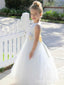 Elegant White A-line  Flower Girl Dress,  FGD33