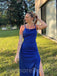 Sexy Spaghetti Strap Split Side A-line Long Prom Dress,PD24