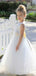 Elegant White A-line  Flower Girl Dress,  FGD33