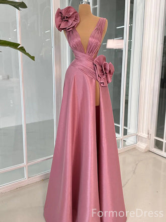 Elegant V-neck Split Side A-line Long Prom Dress,Evening Dress,PD305