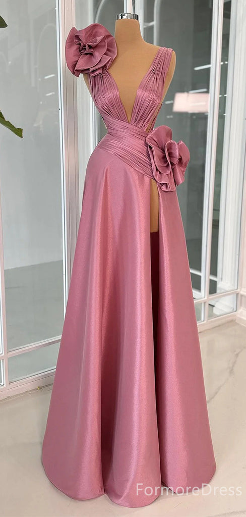 Elegant V-neck Split Side A-line Long Prom Dress,Evening Dress,PD305