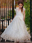 Elegant V-neck Lace A-line  Flower Girl Dress,  FGD35