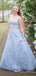 Elegant Sweatheart Strapless Lace Appliques A-line Long Prom Dress,Evening Dress,PD279