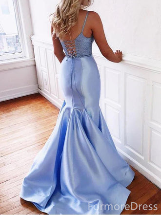 Sexy V-neck Spaghetti Strap Mermaid Long Prom Dress,Evening Dress,PD282