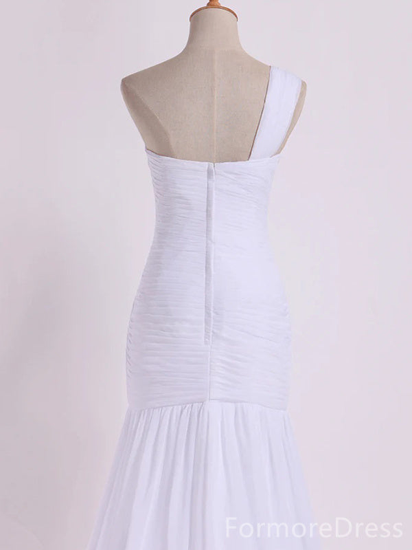 Elegant White One Shoulder Mermaid Long Prom Dress,Evening Dress,PD283