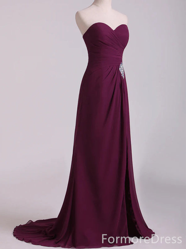 Elegant Sweatheart Strapless A-line Long Prom Dress,Evening Dress,PD287
