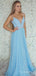 Sparkly Deep V-neck Spaghetti Strap A-line Long Prom Dress,Evening Dress,PD288