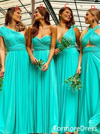 Mismatched Elegant  A-line Long Bridesmaid Dress,  BD31