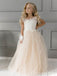 Elegant Lace Appliques A-line Long Flower Girl Dress,  FGD42