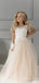 Elegant Lace Appliques A-line Long Flower Girl Dress,  FGD42