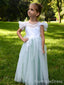 Lovely Lace Appliques A-line Long Flower Girl Dress,  FGD43