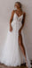 Sexy V-neck Spaghetti Strap A-line Long Wedding Dress,  WD30