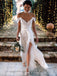 Sexy V-neck Off-shoulder A-line Long Wedding Dress,  WD31