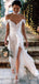 Sexy V-neck Off-shoulder A-line Long Wedding Dress,  WD31