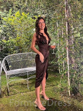 Elegant Spaghetti Strap V-neck A-line Sleeveless Prom Dress,PD26