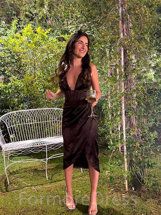 Elegant Spaghetti Strap V-neck A-line Sleeveless Prom Dress,PD26