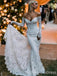 Elegant V-neck  Off-shoulder Mermaid Long Wedding Dress,  WD33