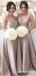 Elegant V-neck A-line Long Bridesmaid Dress,  BD36