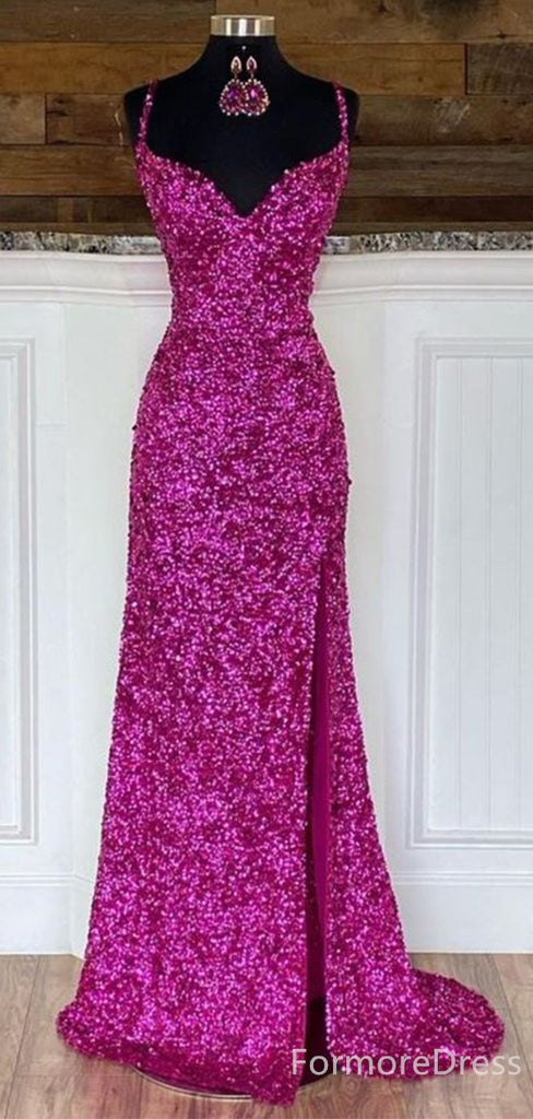 Charming V-neck Spaghetti Strap Mermaid Long Prom Dress,Evening Dress,PD306