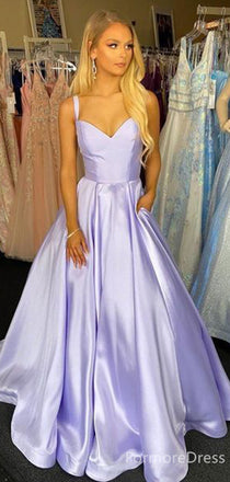 Elegant V-neck Spaghetti Strap A-line Long Prom Dress,Evening Dress,PD307