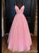 Elegant V-neck Spaghetti Strap A-line Long Prom Dress,Evening Dress,PD308