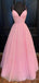 Elegant V-neck Spaghetti Strap A-line Long Prom Dress,Evening Dress,PD308
