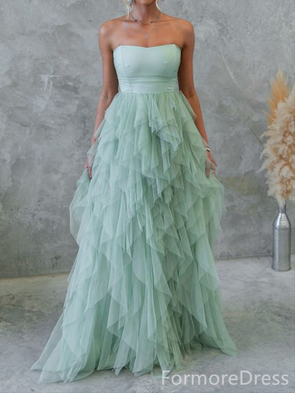 Elegant Strapless A-line Long Prom Dress,Evening Dress,PD313