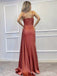 Elegant V-neck Spaghetti Strap Split Side Mermaid Long Prom Dress,PD314