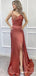 Elegant V-neck Spaghetti Strap Split Side Mermaid Long Prom Dress,PD314
