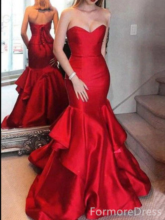 Sexy V-neck Strapless Mermaid Long Prom Dress,PD315