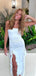 Elegant White Strapless A-line Split Side Prom Dress,PD28