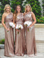 Elegant One Shoulder A-line Long Bridesmaid Dress,  BD89