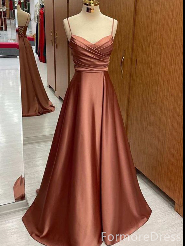 Elegant V-neck Spaghetti Strap A-line Long Prom Dress,PD320