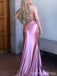 Elegant V-neck Spaghetti Strap Mermaid Long Prom Dress,PD323